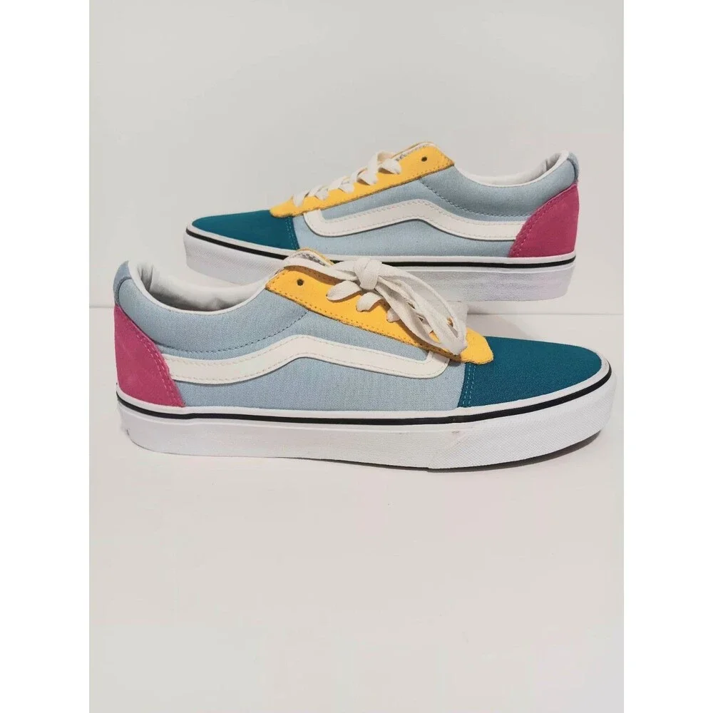 Vans Pink Yellow Blue Old School Women's Sneakers Sz 9.5